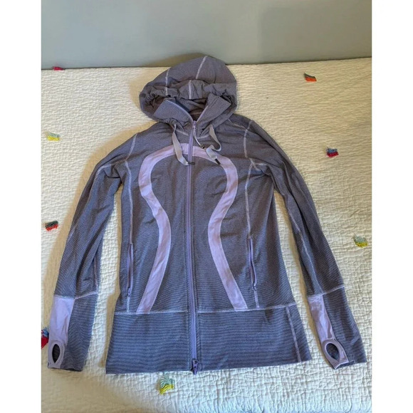 Lululemon purple striped full zip stride jacket hoodie size 6 - Picture 1 of 8